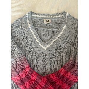 Label + Thread Dip Dyed Vee Sweater – Grey, Size L – Mint Condition